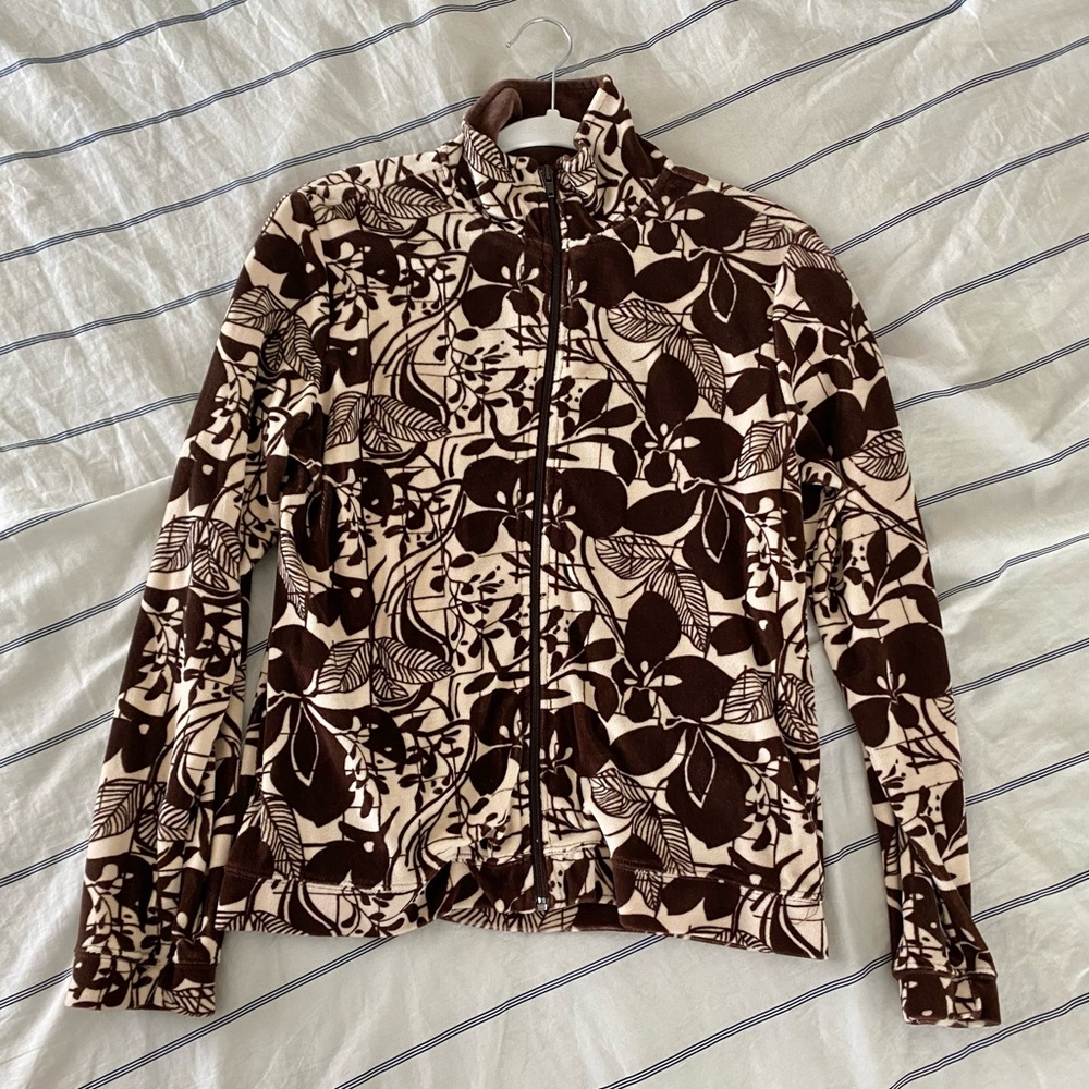 Brown & cream colored zip up jacket